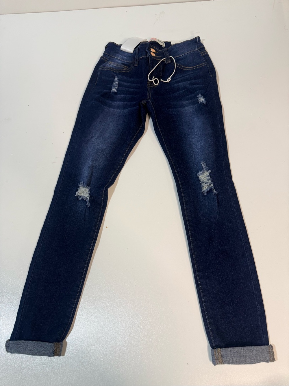 Denim&Co Dark Indigo Ripped Skinny Jeans